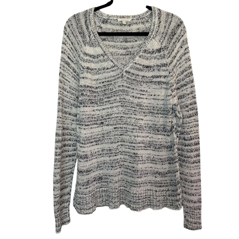 Eileen Fisher Pullover Womens XL Blurred Cotton Stripe Casual Boho Lagenlook